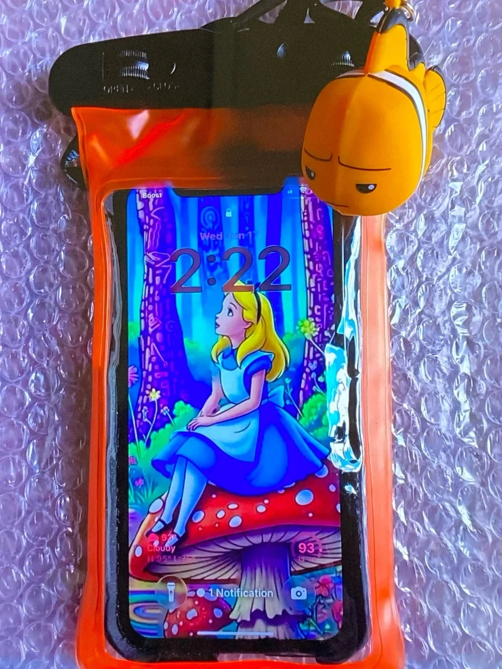 Neon Orange Waterproof Phone Pouch Disney *** Nemo Charm ^^^